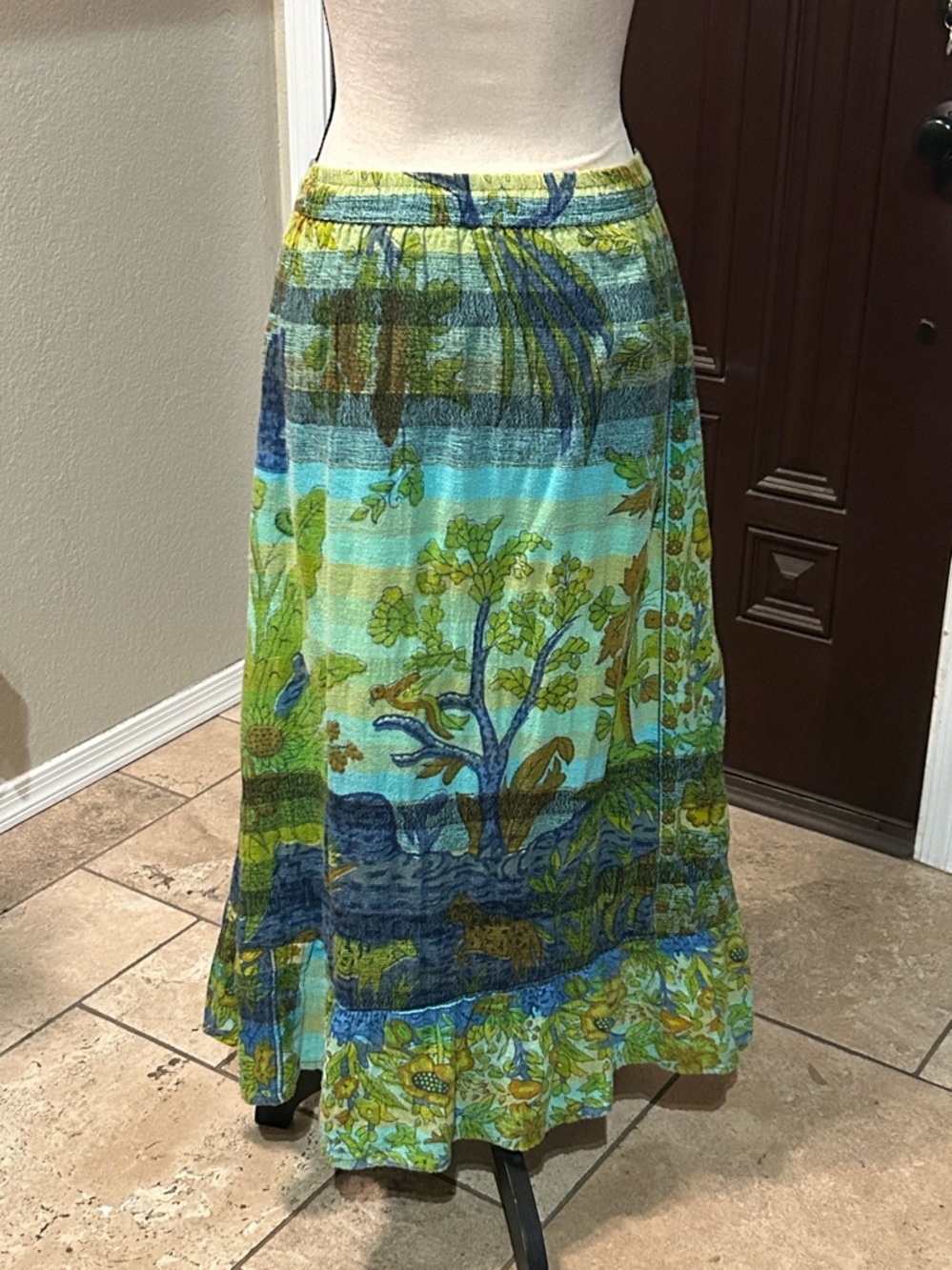 Nepalese Cotton Animal Jungle Ruffle Skirt - Picture 3 of 10